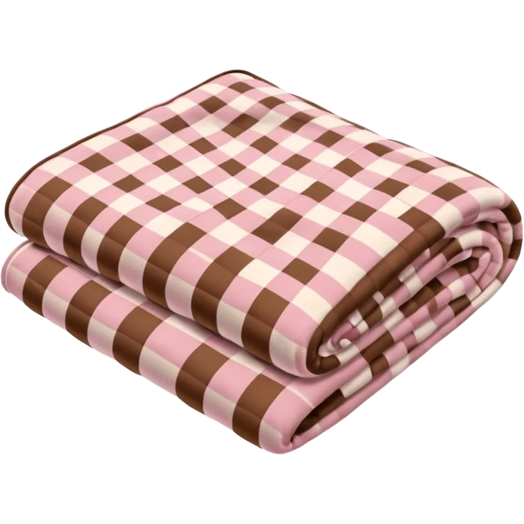 Folded brown and baby pink checkered blankets emoji