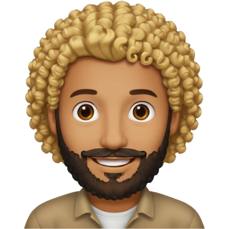 Brown man with curly blonde hair and a black beard emoji