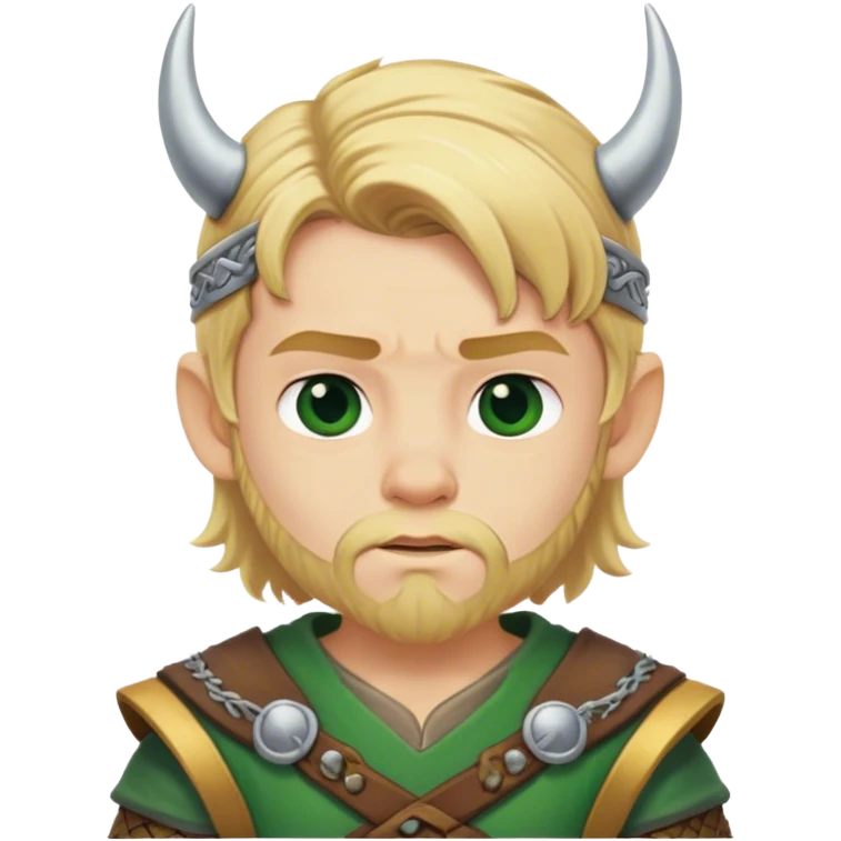 Blond haired Viking boy green and gold emoji