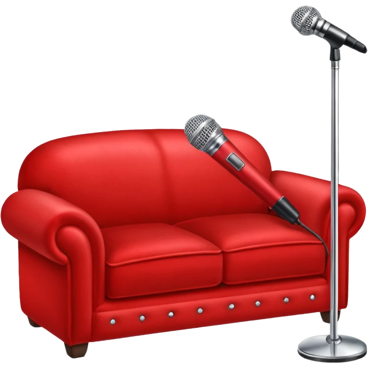Red sofa with microphone emoji