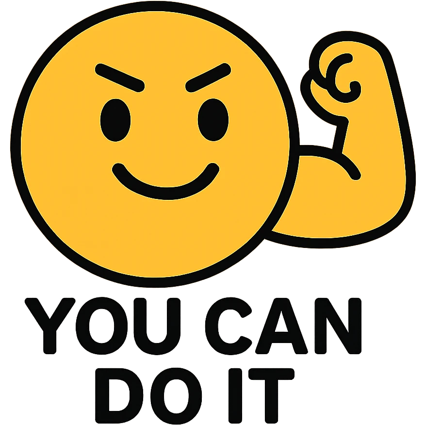 flat toon style motivational emoji, simple and bold emoji