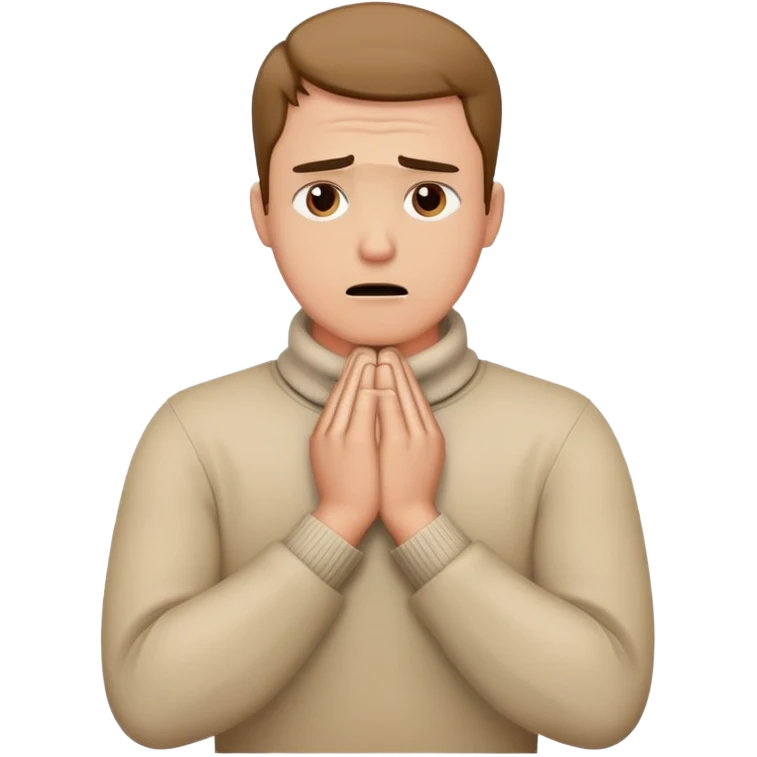 Man with his hands crossed holding his neck with a frustrated face  emoji