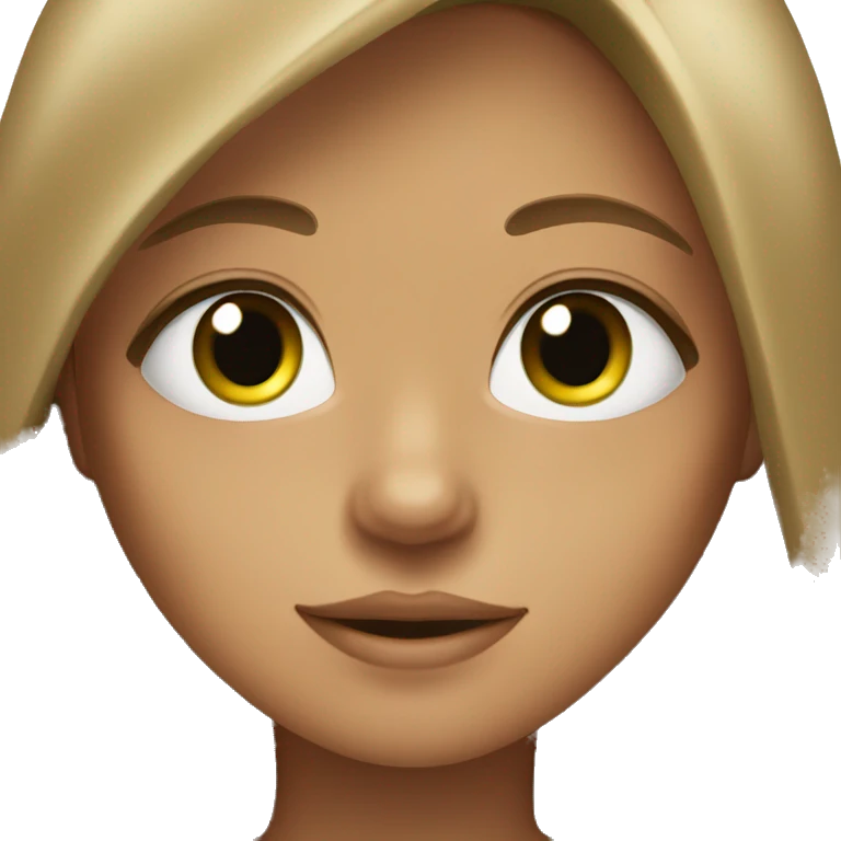 Tan girl with green eyes and brown long hair emoji
