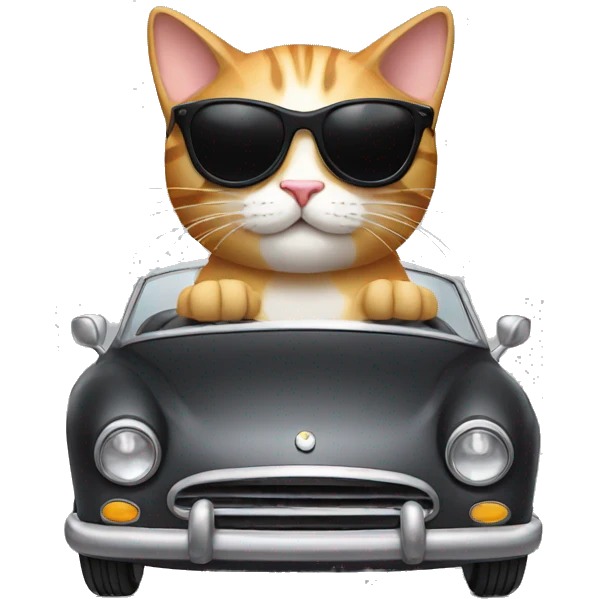 Cat with sunglasses driving car emoji