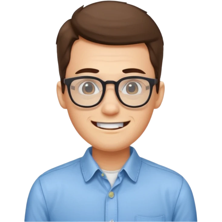 nerdy developer with glasses and prominent teeth, simple, clear emoji style emoji