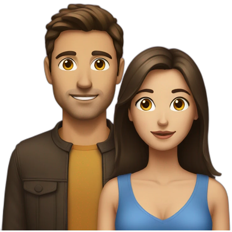 A brunette woman with an brunette man  emoji