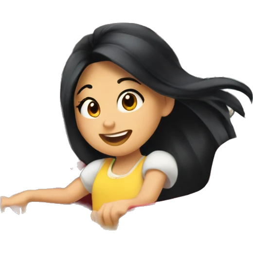 Asian girl long black hair riding Disneyland roller coaster  emoji