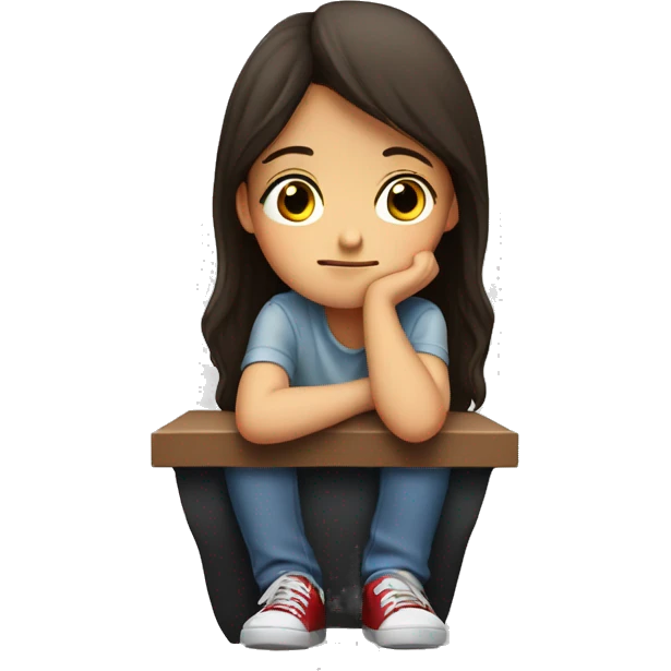 sad brunette, ￼girl sitting in the corner emoji