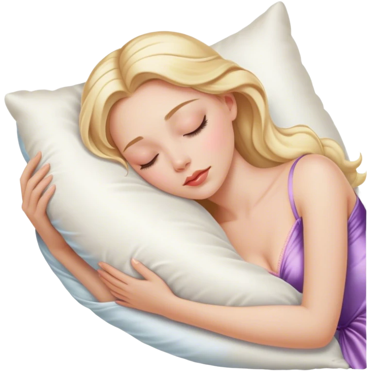 sleeping beauty blonde white girl with a silk pillow emoji