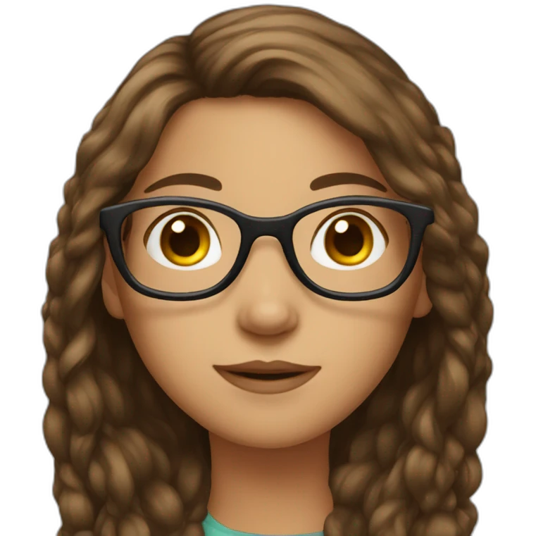 Girl with long brown hair and glasses  emoji