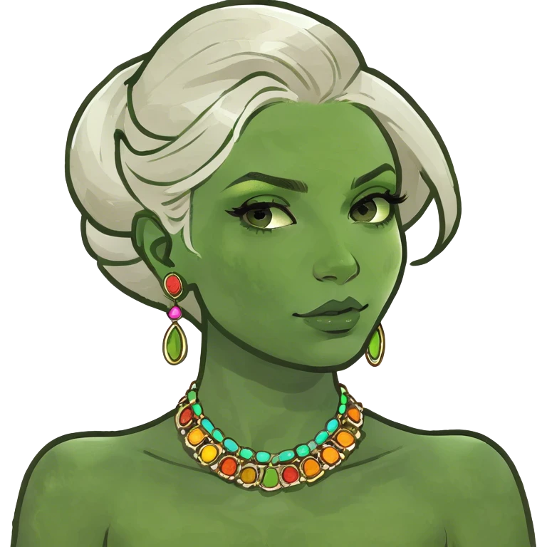 blonde girl with colorful jewelry emoji