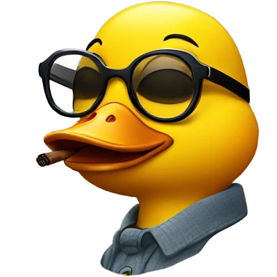A yellow little duck with glasses smokes a cigar emoji