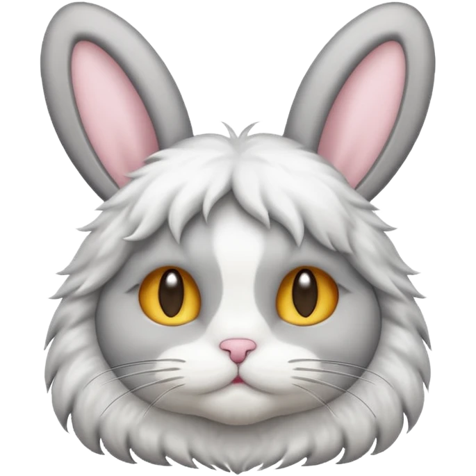 cat emoji with fluffy bunny fur and long bunny ears emoji