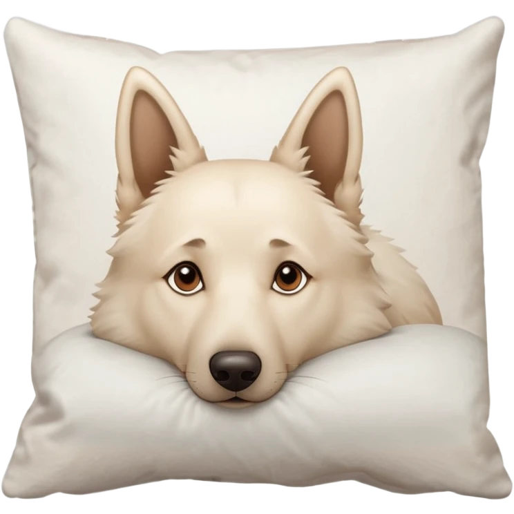 White Belgian shepherd dog with Brown eyes sleeping On a pillow emoji