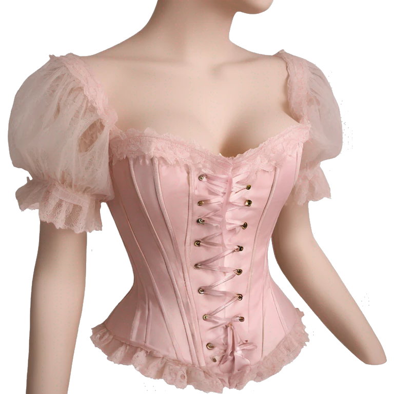 vintage rococo light pink corset with lace and frills and sleeves  emoji