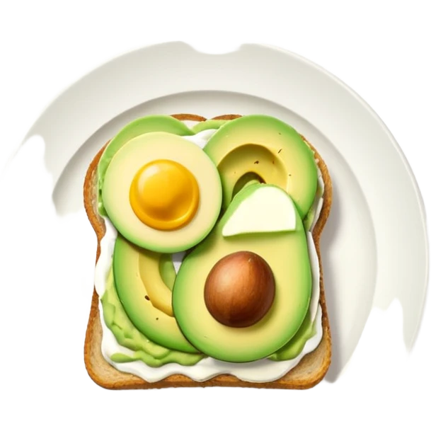 White ceramic plate with avocado toast, pastel pink background emoji