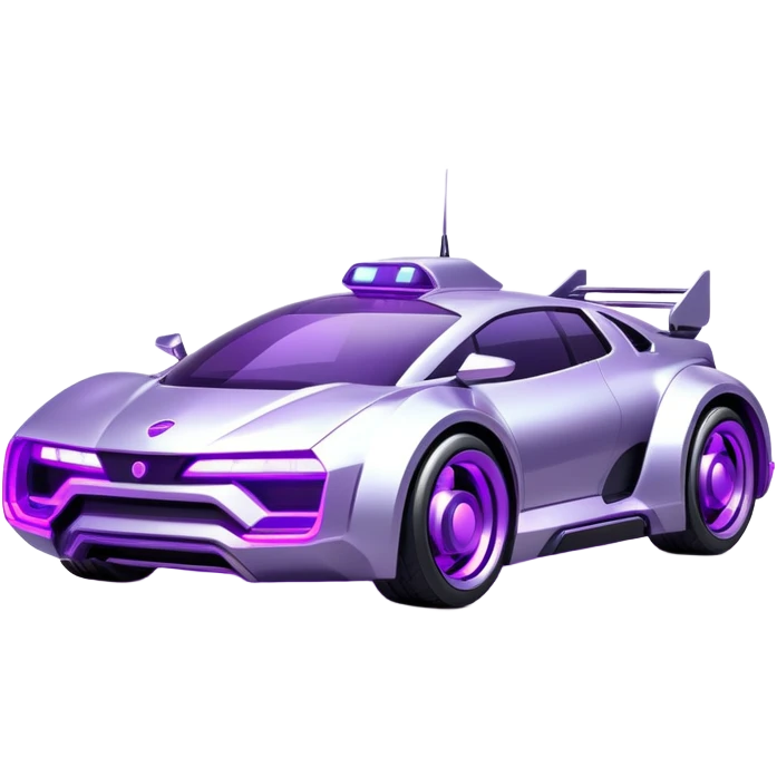 futuristic silver and purple cyberpunk car emoji