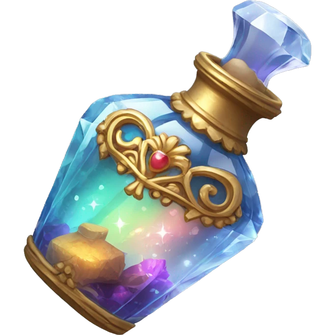 An ornate beautiful crystal vial containing a magical potion emoji