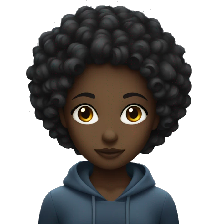 Black girl with curls at night emoji
