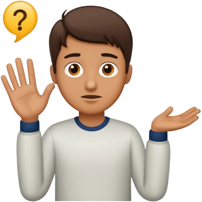 Confused guy with a 6 above his left hand and a 7 above his right hand emoji