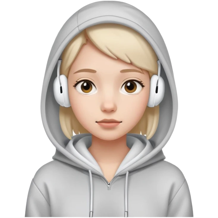 Girl in hoddie and AirPods  emoji