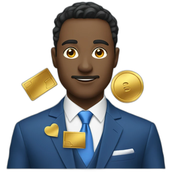 Posh-man-with-blue-suit-holding-gold-card emoji
