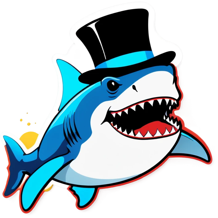 Shark with a top hat emoji