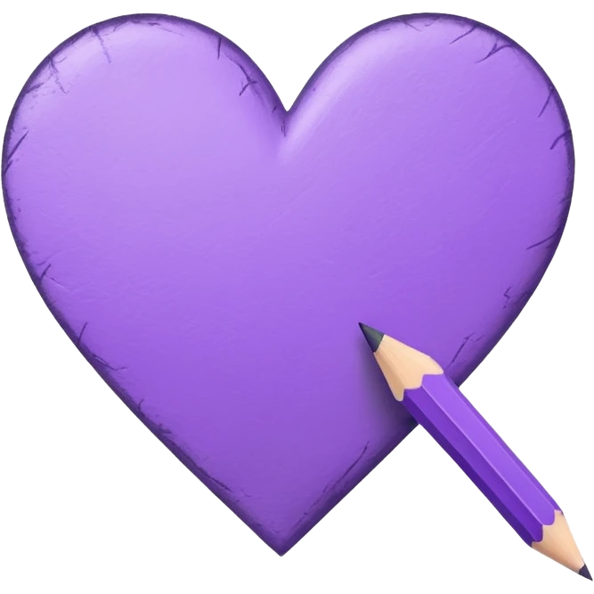 paper with Hand drawn purple heart outline with pencil emoji