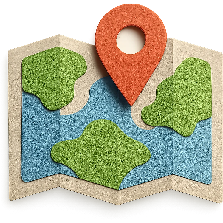 map with layered paper textures emoji