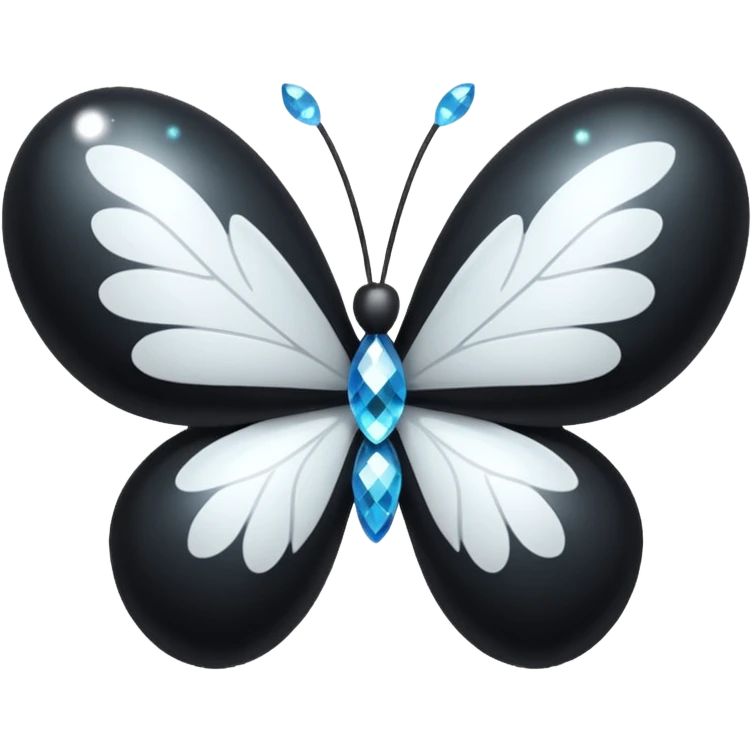 black heart with a white butterfly-style bow with sparkles emoji