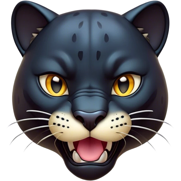 Cinematic Comical Panther Portrait Emoji, Head tilted dramatically with an exaggeratedly shocked expression, featuring a sleek, muscular body with wide, comically expressive eyes full of humorous disbelief, Simplified yet hilariously expressive features, highly detailed, glowing with a slightly sassy dark glow, high shine, dramatic yet playful, stylized with an air of quirky feline attitude, soft glowing outline, capturing the essence of a meme-worthy panther that looks ready to side-eye its way into viral fame! emoji