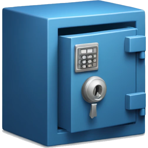 3d  isometric small safe in blue emoji