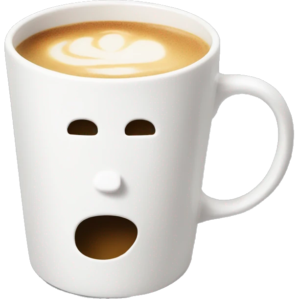latte in white mug with no face emoji