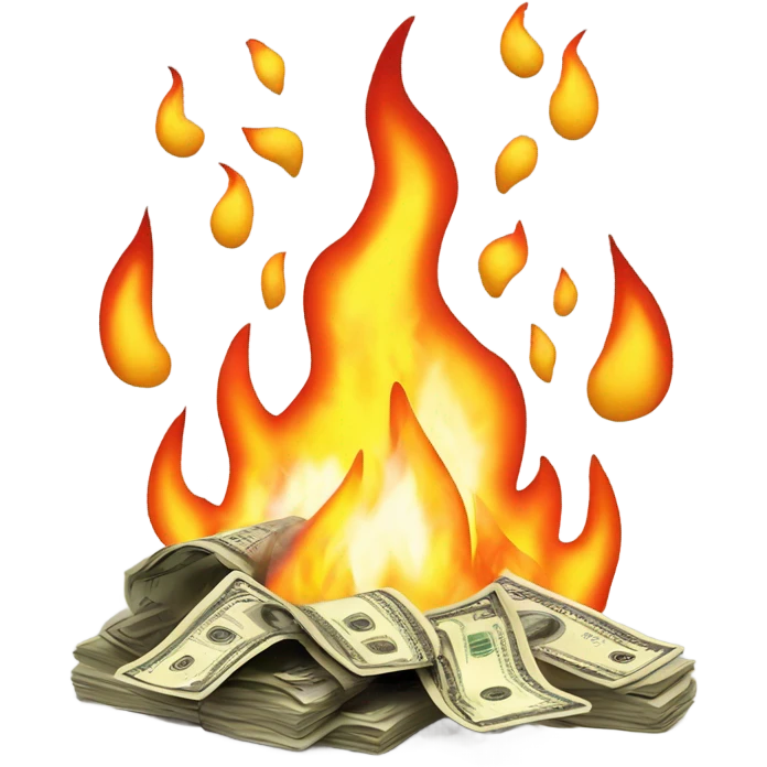 Stack of money on fire emoji