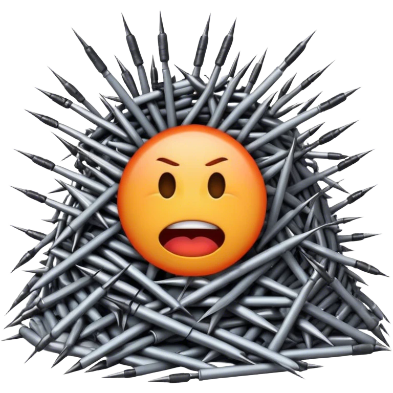 Mad emoji face as a pile of nails emoji