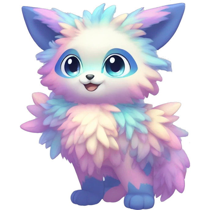 Shiny Sparkly Colorful Fluffy beautiful fantasy Kawaii Ethereal Anthro Sona Fakemon-animal Full Body emoji