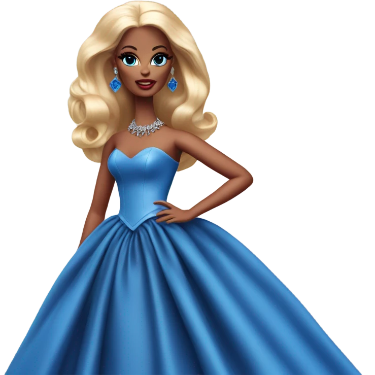 Red horned Satan Barbie in beautiful blue evening gown  emoji