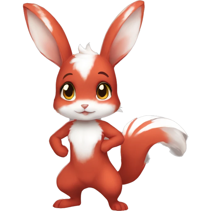 Anthro Sona Fakemon Full Body Red Rabbit Squirrel Chibi Cute  emoji