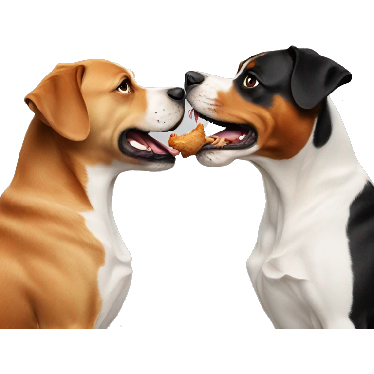 2 dogs fighting over chicken emoji