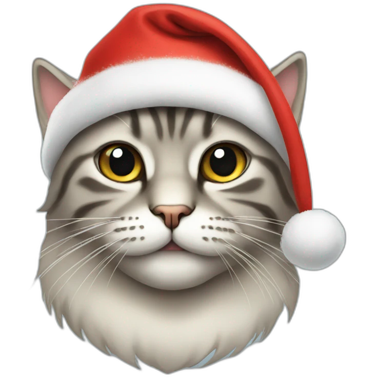 cat with a beard and a Christmas hat emoji