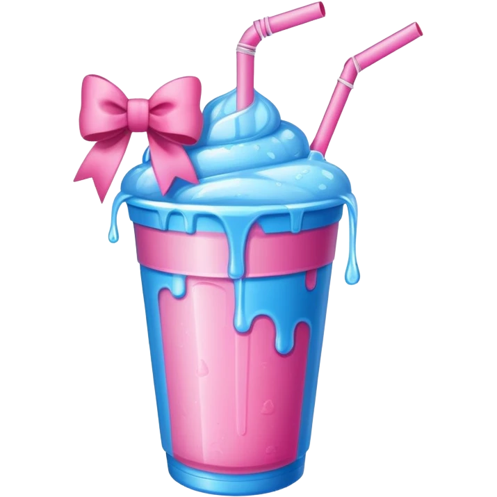 a blue icee with a pink bow on the straw emoji