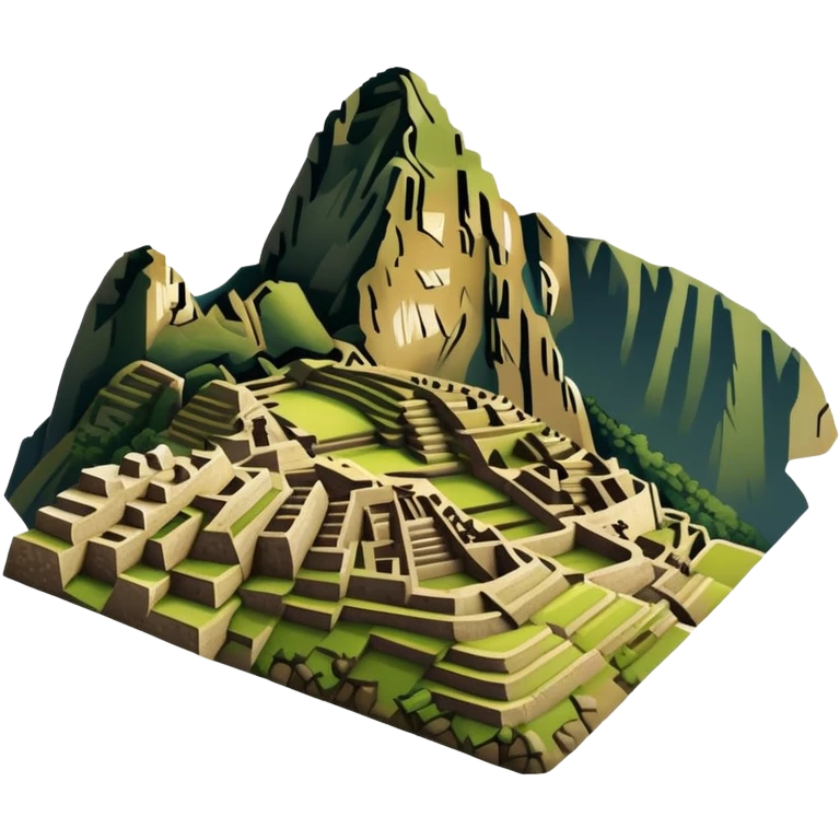 Machu Picchu with subdued earthy tones, not bright emoji