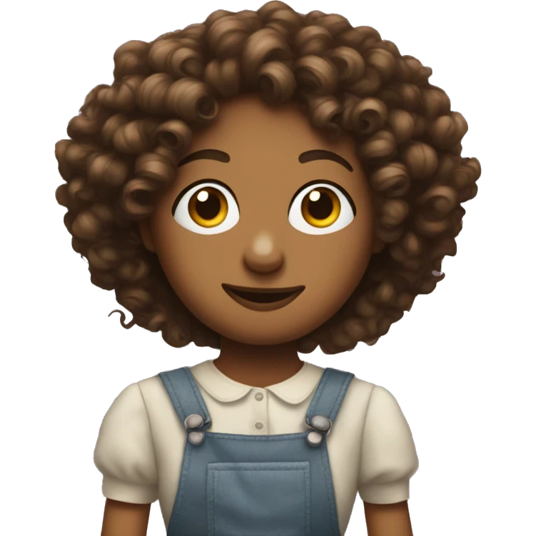 puppet being controlled by girl with curly hair emoji