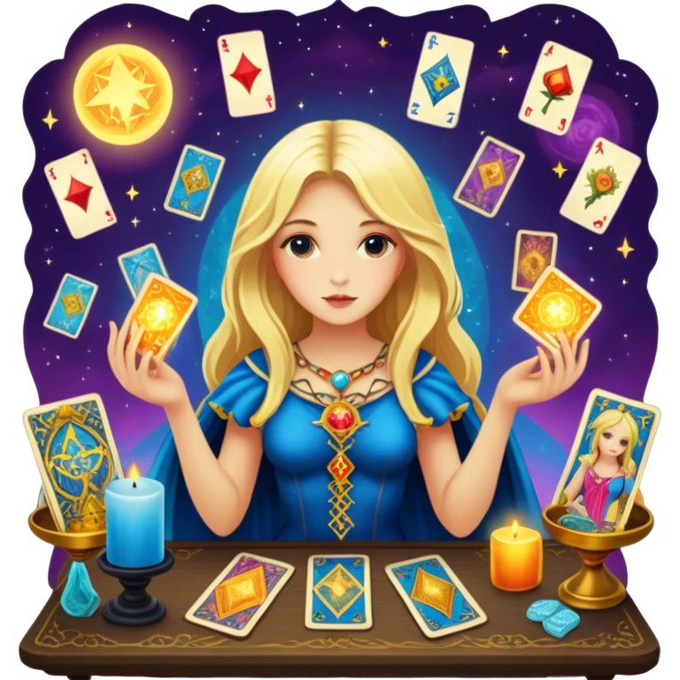 blondie girl with tarot emoji