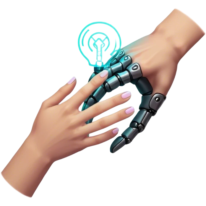Neon cyberpunk style 
male hand holding female emoji