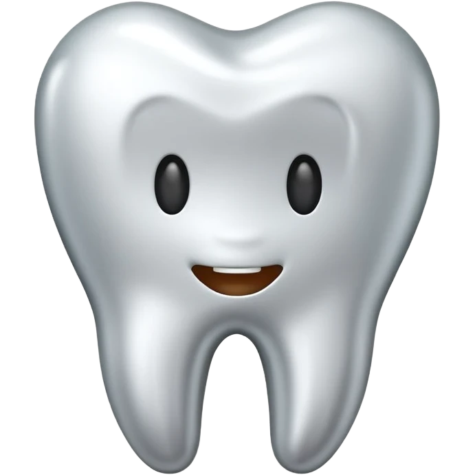 human tooth emoji, smooth chrome ceramic-metal texture, clean medical luxury aesthetic, isolated on white, no face emoji