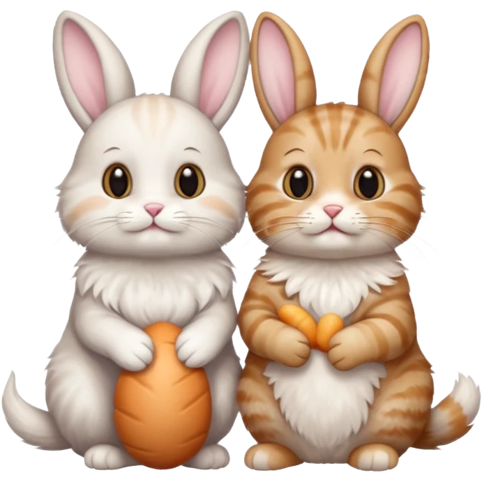 Two cats with bunny  emoji