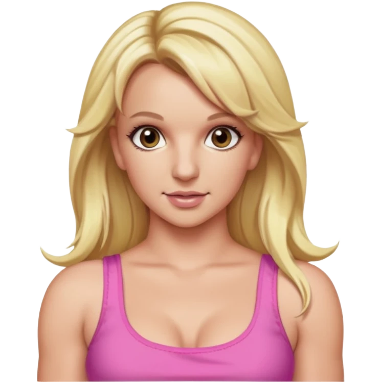 Britney Spears with long blonde hair, pink crop top emoji