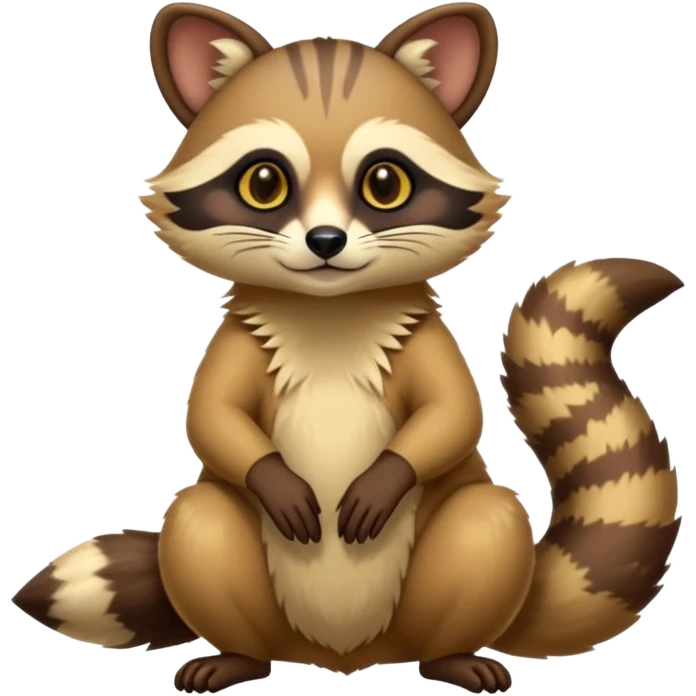 Colorful exotic shiny beautiful elegant fantasy-Cacomistle-tanuki-genet-oncilla-animal-hybrid (full body) emoji