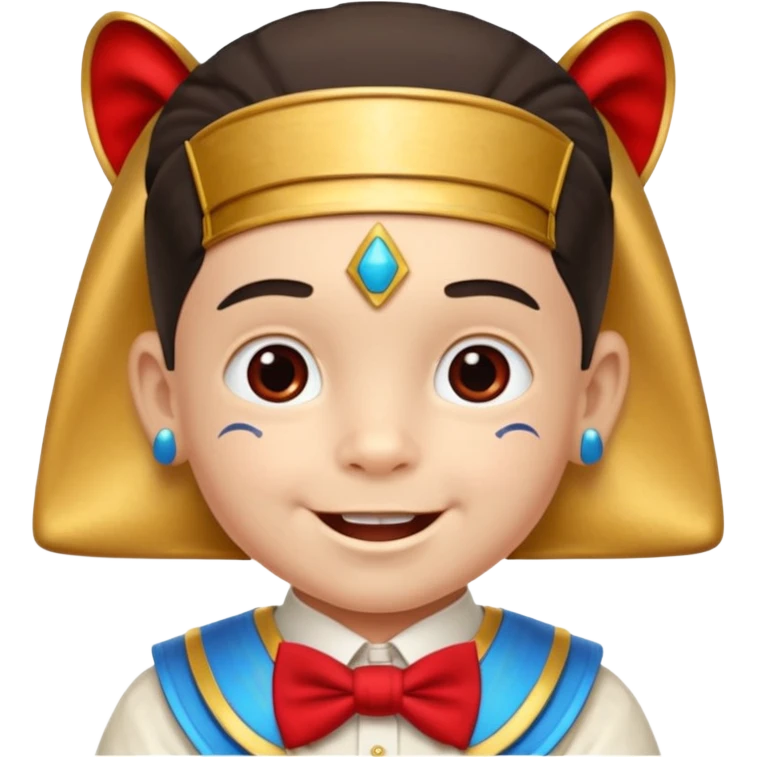 baby guy, pacifier, wearing phraoh royal ancient custome, red bow tie emoji